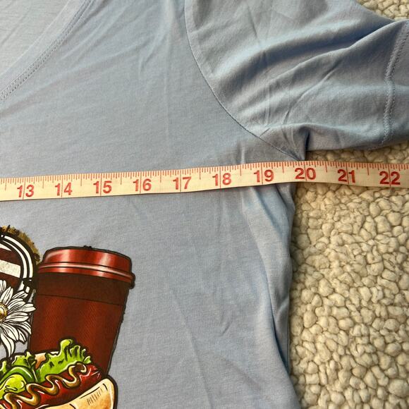 Americana Peace, Love, Party In USA Light Blue/Gray Tee Medium - Picture 4 of 6